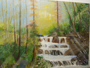 Waterfall in the forest painting