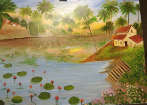 Lake view Farm House painting
